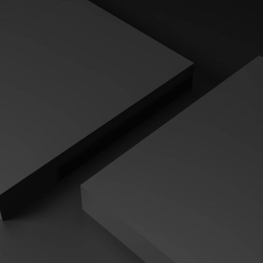 Copy space square background. Cosmetics or beauty product promotion mockup. Natural rough silver grey, step pedestal. Trendy minimalist banner, 3D rendering