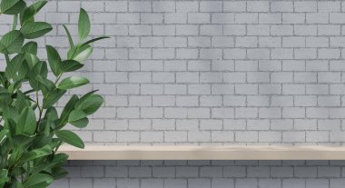 Ürün sunumu için gölge ve doku duvarlı 3D podyum. 3B görüntüleme.