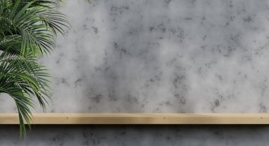 Ürün sunumu için gölge ve doku duvarlı 3D podyum. 3B görüntüleme.