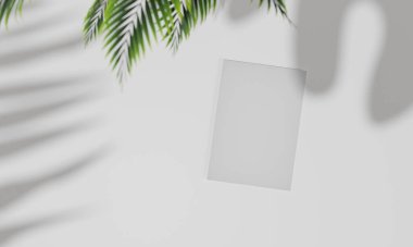 Renkli arka plan snd ağaç standına sahip Topview ya da boş arkaplanlı reklam ekranında podyum. 3B görüntüleme.