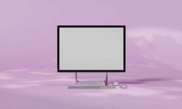 Screen Mock Mit Schatten Farbe Wand Hintergrund Kopierraum Rendering — Stockfoto