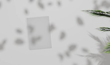 Renkli arka plan snd ağaç standına sahip üst manzara veya boş arkaplan ile reklam ekranında podyum. 3B görüntüleme.