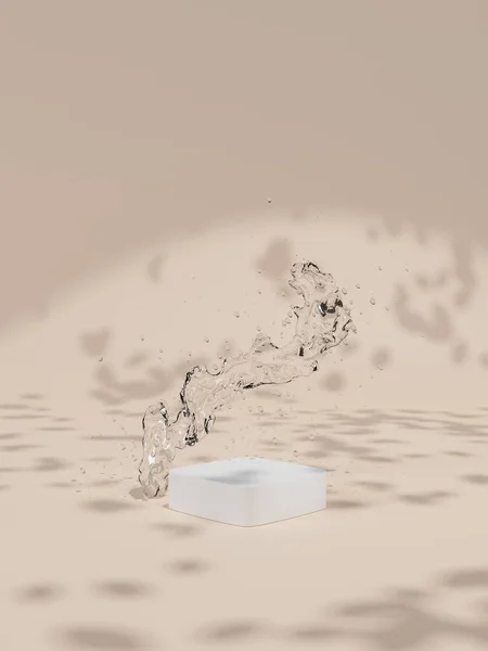 Płyn Woda Lub Mleko Rozpryskujące Się Podium Biały Izolowany Białym — Zdjęcie stockowe