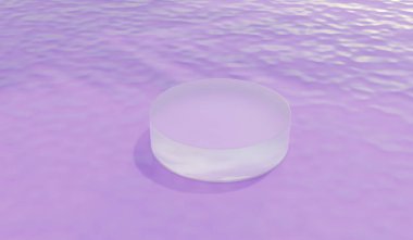 Su ve renk üzerine podyum veya gökyüzü arkaplan reklam ekranı. 3B görüntüleme.