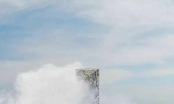Podium Chmurą Wyświetlaczem Reklamy Tła Nieba Renderowanie — Zdjęcie stockowe