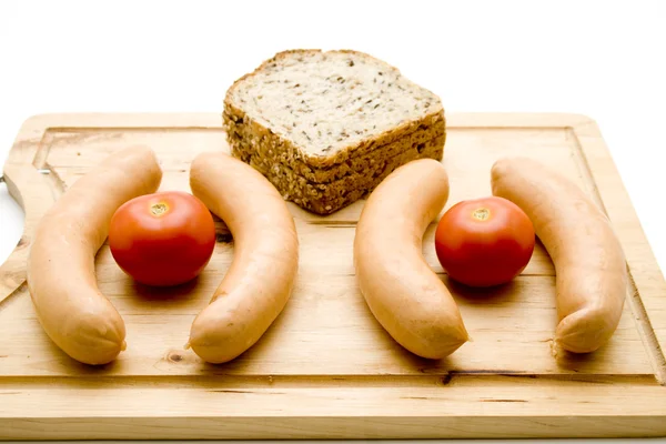 원시 소시지 빵과 토마토 — 스톡 사진