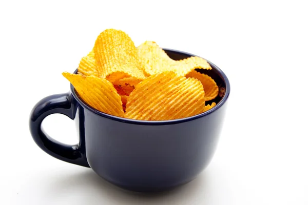 Potato chips in bowl — Stock Photo, Image