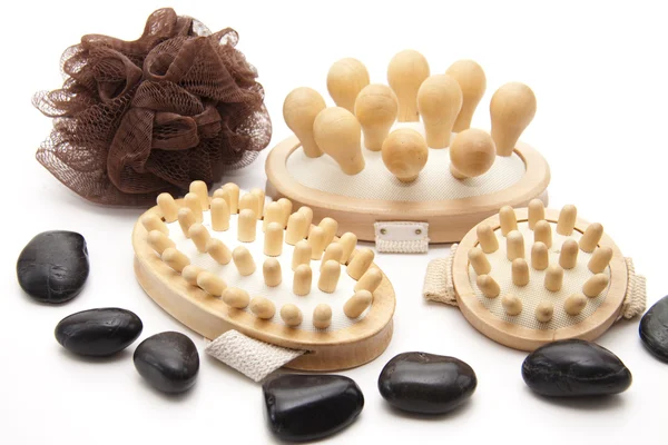 Massage brush with stones — Stock Photo, Image