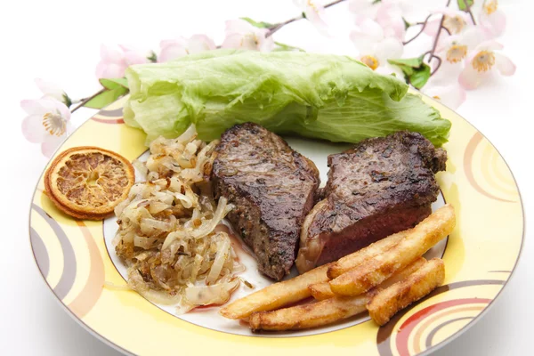 Steak with Chips — Stock Photo, Image