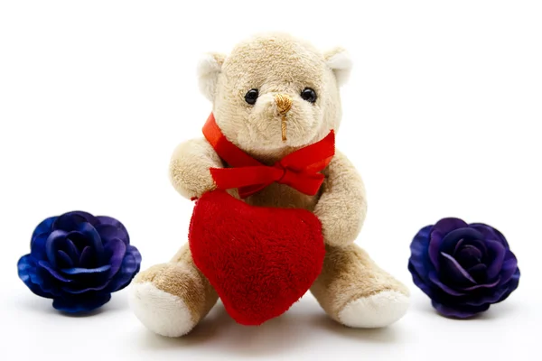 Love heart with teddy bear — Stock Photo, Image