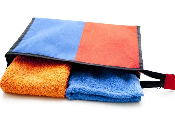Bolsa de lavado con toalla — Foto de Stock