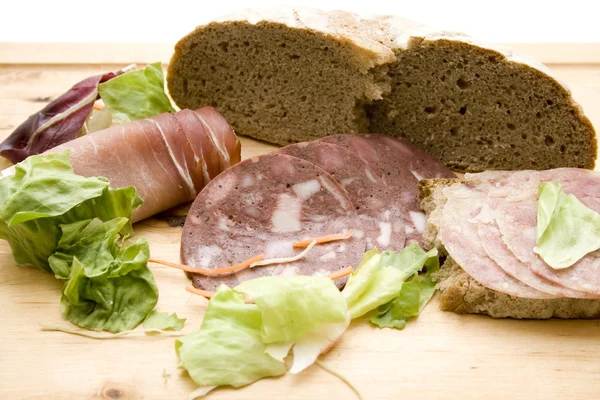 Bread with Cold cuts — Stock Photo, Image