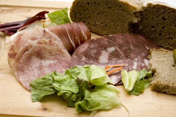 Bread with Cold cuts — Stock Photo, Image