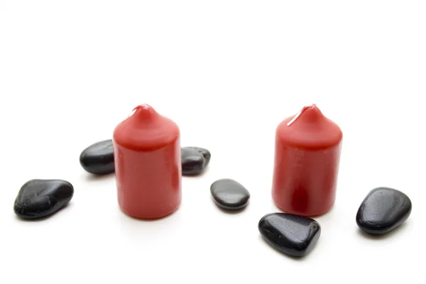 Red Candles with black stones — Stock Photo, Image