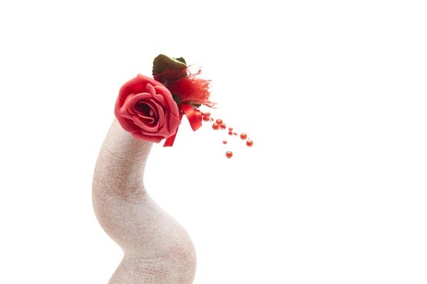 Rose rouge dans le vase — Photo