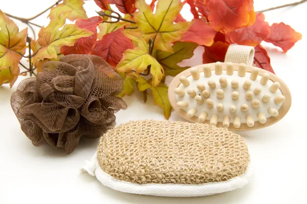 Massage sponge and brush — Stock Photo, Image