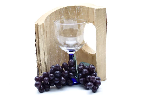 Uvas de vinho com vinho — Fotografia de Stock