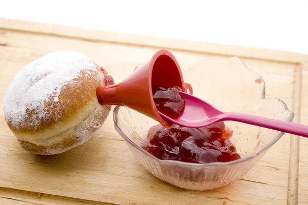 Doughnuts with jam — Stock Photo, Image