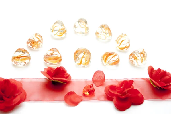 Silk tape with roses — Stock Photo, Image