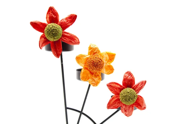 Candlestick with paper blossom — Stock Photo, Image