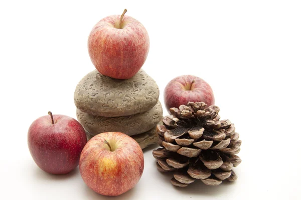 Apples with pine plug — Stock Photo, Image