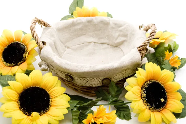 Cesta de floema con girasol — Foto de Stock