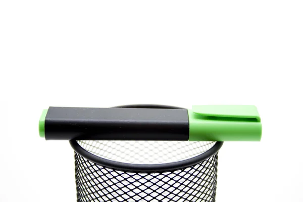 Text marker with metal basket — Stock Photo, Image