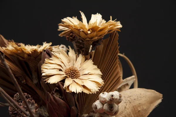 Kwiat słoma z pola drewniane — Zdjęcie stockowe