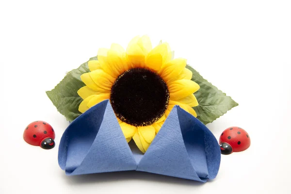 Servilleta de mesa con girasol — Foto de Stock