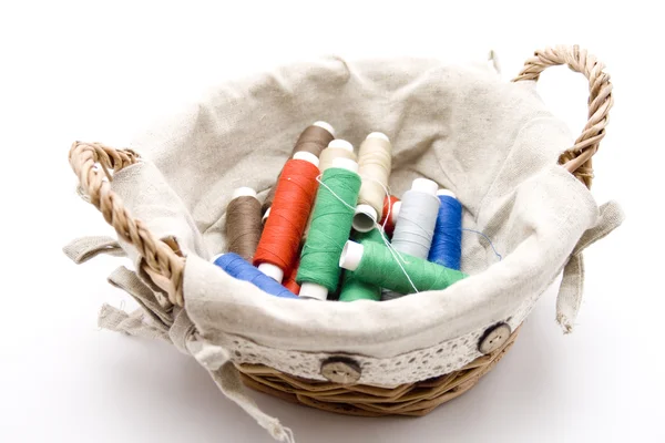 Sewing cotton in the basket — Stock Photo, Image