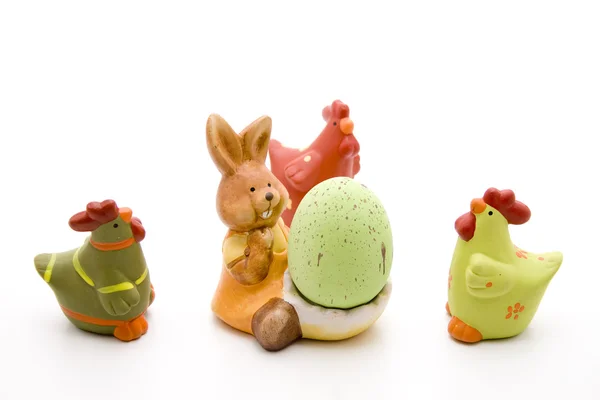 Easter bunny yumurta ve tavuk — Stok fotoğraf