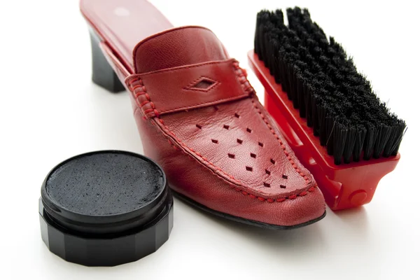 Ladies shoes with brush — Stock Photo, Image