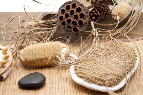 Esponja de masaje con cepillo de mano — Foto de Stock