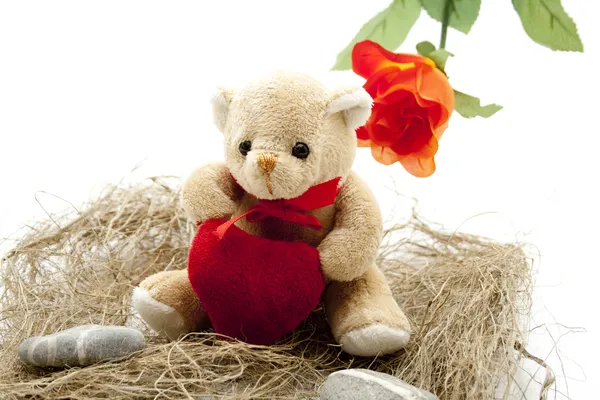 Teddy bear with heart — Stock Photo, Image