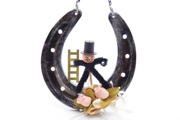 Horseshoes with chimney sweep — Stock Photo, Image