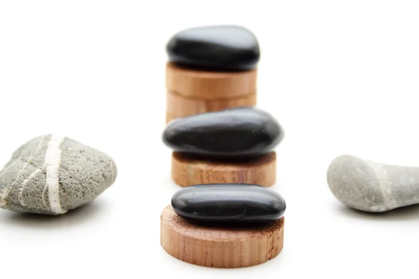 Stones with wooden rings — Stock Photo, Image