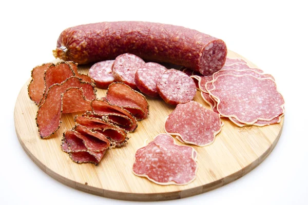 Piatti di salame fresco — Foto Stock