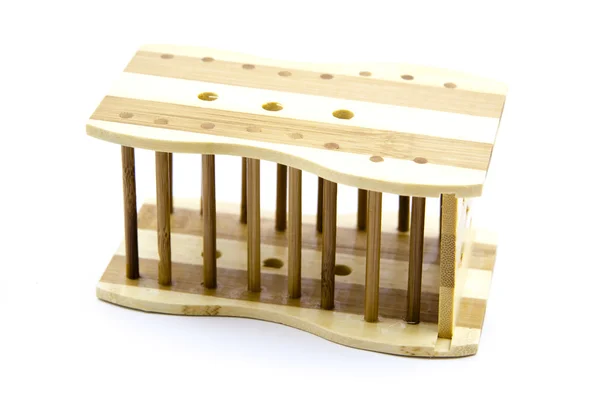Drewniany pojemnik na sztućce — Zdjęcie stockowe