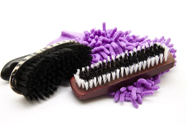 Clothes brush with dust hand shoe — Stock Photo, Image