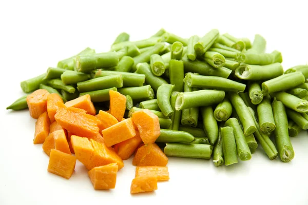 Groene bonen met wortelen — Stockfoto