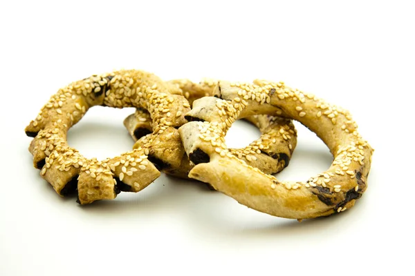 Biscuit rings with sesame — Stock Photo, Image