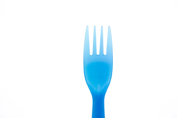 Niebieski widelec z tworzyw sztucznych — Zdjęcie stockowe