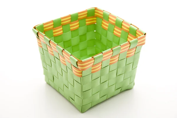 Green twisted plastic basket — Stock Photo, Image