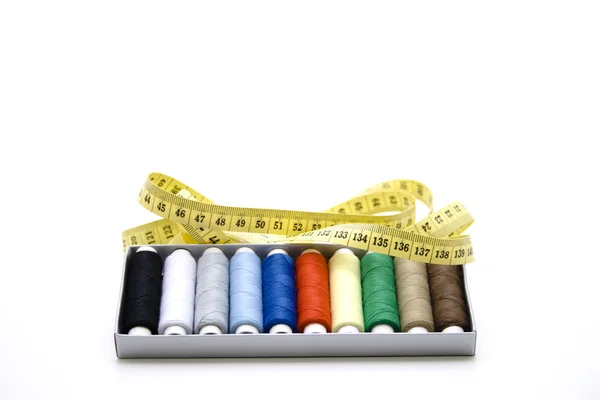Costura de algodão com fita de dimensão — Fotografia de Stock