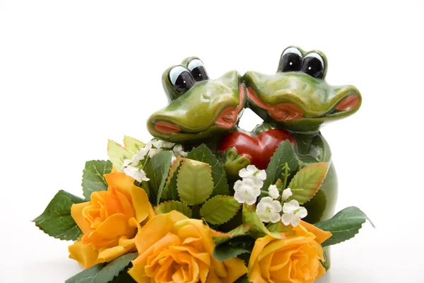 Frog pair of with heart — Stock Photo, Image