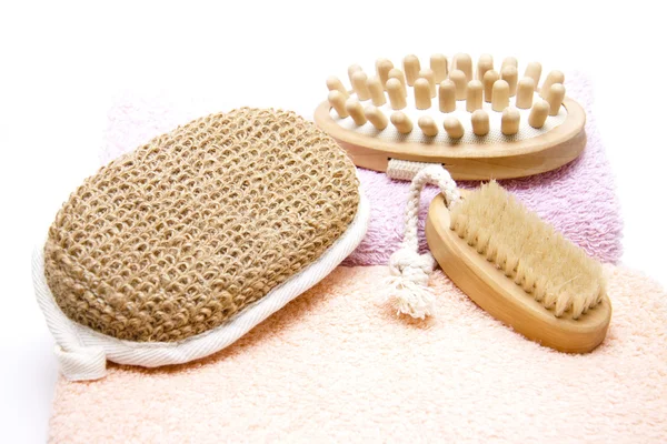 Massage brush and sponge — Stock Photo, Image