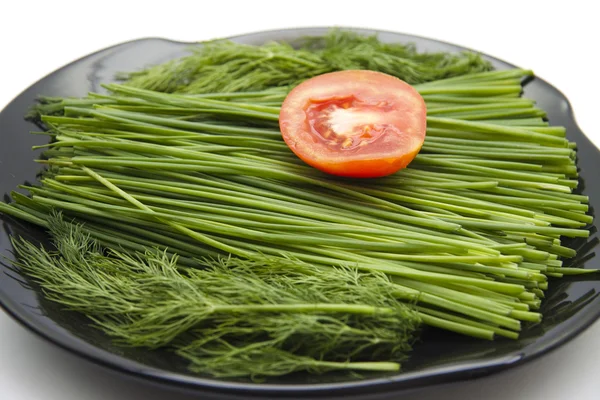 Tomato and chives — Stock Photo, Image