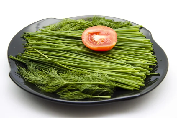 Tomato and chives — Stock Photo, Image