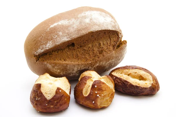 Lye bread rolls with bread — Stock Photo, Image