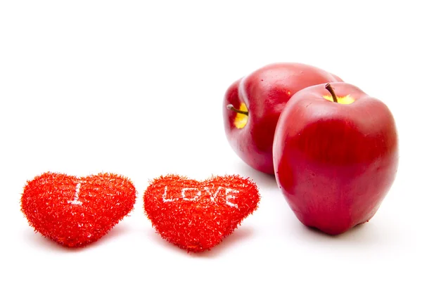 Manzanas rojas con corazón — Foto de Stock